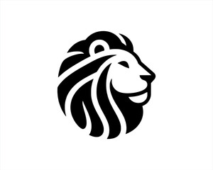 Lion Logo Design Vector Template. Lion Head Logo Icon Vector illustration. Black and white Lion head vector illustration.	