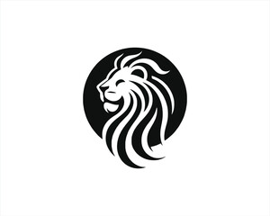 Lion Logo Design Vector Template. Lion Head Logo Icon Vector illustration. Black and white Lion head vector illustration.	