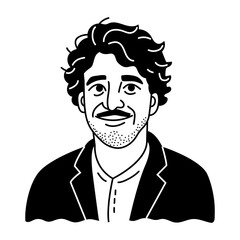 Stubble man icon in glyph style 