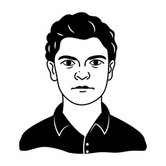 A glyph style icon of a serious person 