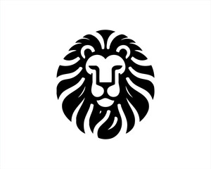 Lion Logo Design Vector Template. Lion Head Logo Icon Vector illustration. Black and white Lion head vector illustration.	