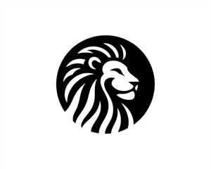 Lion Logo Design Vector Template. Lion Head Logo Icon Vector illustration. Black and white Lion head vector illustration.	