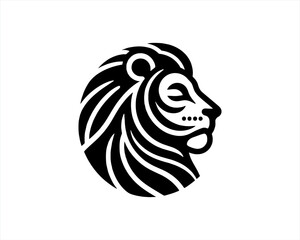 Lion Logo Design Vector Template. Lion Head Logo Icon Vector illustration. Black and white Lion head vector illustration.	