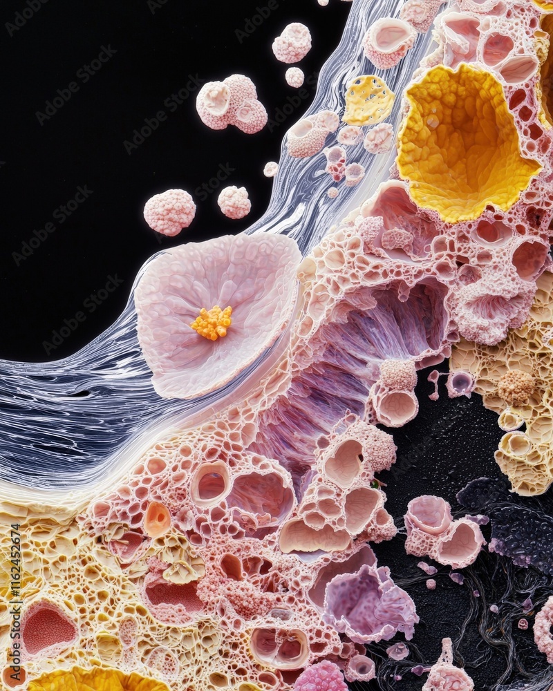 Poster microscopic cellular structures science lab photograph abstract close-up biological diversity