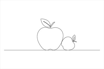 Apple fruits line drawing of isolated continuous outline vector icon