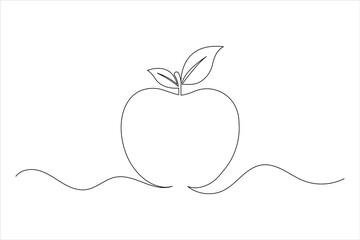 Apple fruits line drawing of isolated continuous outline vector icon