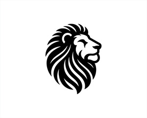 Lion Logo Design Vector Template. Lion Head Logo Icon Vector illustration. Black and white Lion head vector illustration.	