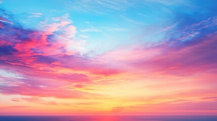 Obraz premium Abstract Watercolor Background on Paper with a Colorful Sunset and Bright Sky