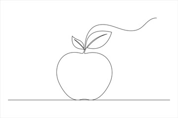 Apple fruits line drawing of isolated continuous outline vector icon