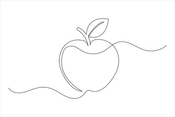 Apple fruits line drawing of isolated continuous outline vector icon