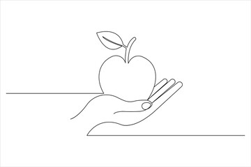 Apple fruits line drawing of isolated continuous outline vector icon