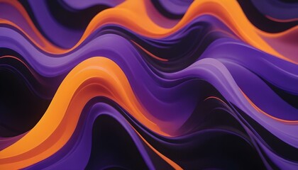 Obraz premium Líneas onduladas abstractas en tonos morados, naranjas y negros que crean un patrón dinámico y fluido