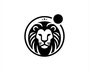 Lion Logo Design Vector Template. Lion Head Logo Icon Vector illustration. Black and white Lion head vector illustration.	