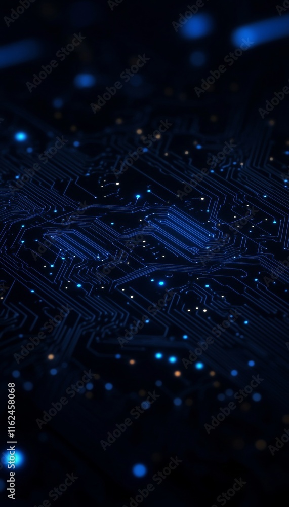 Poster minimalistic digital blueprint background with abstract circuit diagrams for electronics design