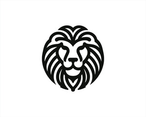 Lion Logo Design Vector Template. Lion Head Logo Icon Vector illustration. Black and white Lion head vector illustration.	