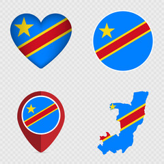 Democratic Republic of the Congo Flag Icons Pack. Vector illustration.