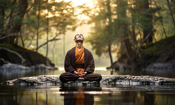 Peaceful meditation by the river.mp4