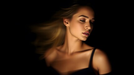 Fototapeta premium Gorgeous Woman Long Blonde Hair Makeup Beauty Shot Studio Background