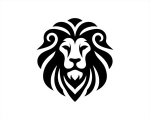 Lion Logo Design Vector Template. Lion Head Logo Icon Vector illustration. Black and white Lion head vector illustration.	