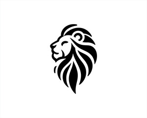 Lion Logo Design Vector Template. Lion Head Logo Icon Vector illustration. Black and white Lion head vector illustration.	