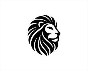 Lion Logo Design Vector Template. Lion Head Logo Icon Vector illustration. Black and white Lion head vector illustration.	