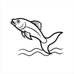 "Fish Leaping Out of Water Vector Illustration"