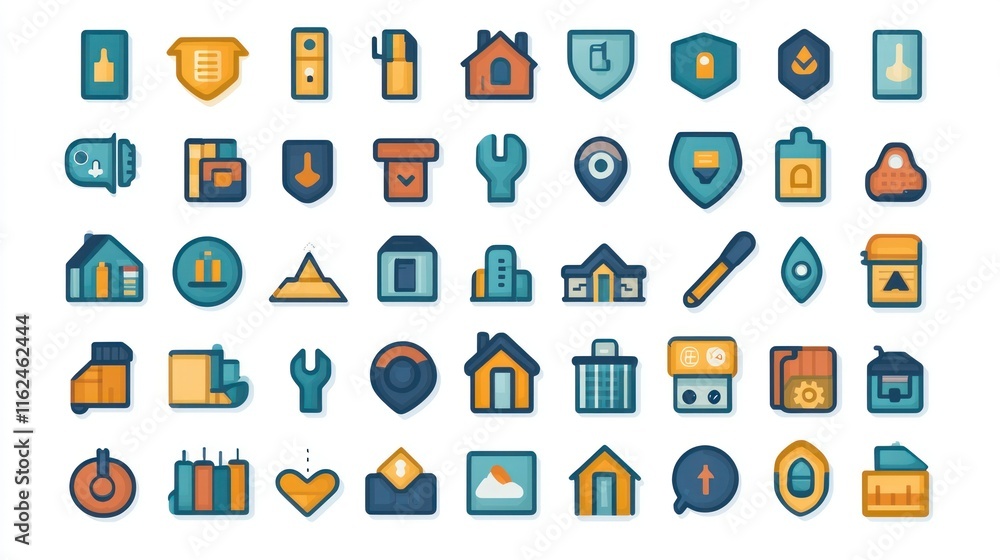 Poster a collection of colorful icons for various applications.