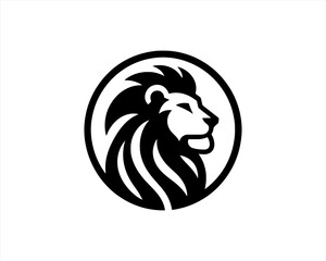 Lion Logo Design Vector Template. Lion Head Logo Icon Vector illustration. Black and white Lion head vector illustration.	