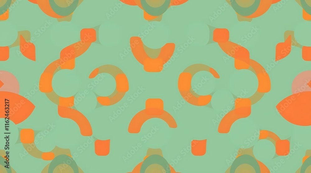 Poster Abstract Geometric Pattern: A vibrant and captivating abstract design with a repeating pattern of  orange and green hues. Perfect for creating a dynamic and modern aesthetic. 