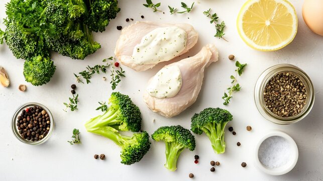 Flat Lay Elegance Chicken Divan Components