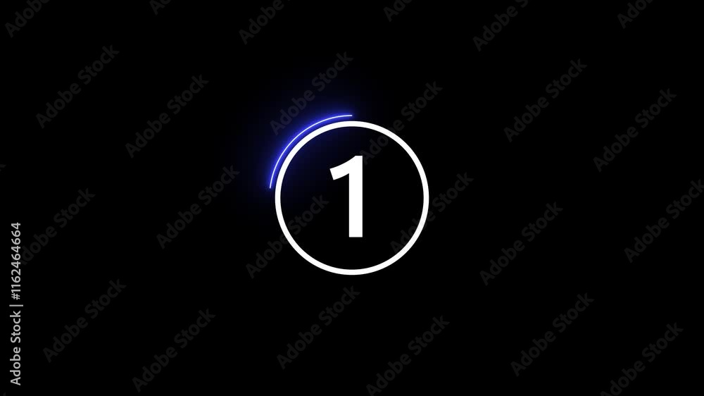 Poster dynamic countdown animation from 5 to 0 with seamless transitions and bold design.