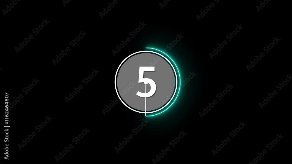 Aufkleber neon circle countdown timer 10 second from 10 to 0