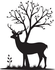 deer in the forest silhouette