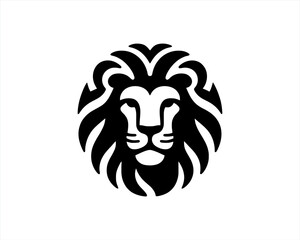 Lion Logo Design Vector Template. Lion Head Logo Icon Vector illustration. Black and white Lion head vector illustration.	