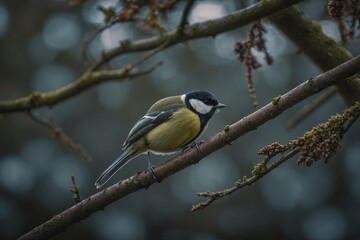 Fototapeta premium great tit bird in tree 