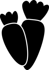 Carrot vegetable black silhouette.
Carrot with leaves clipart.
Transparent background.