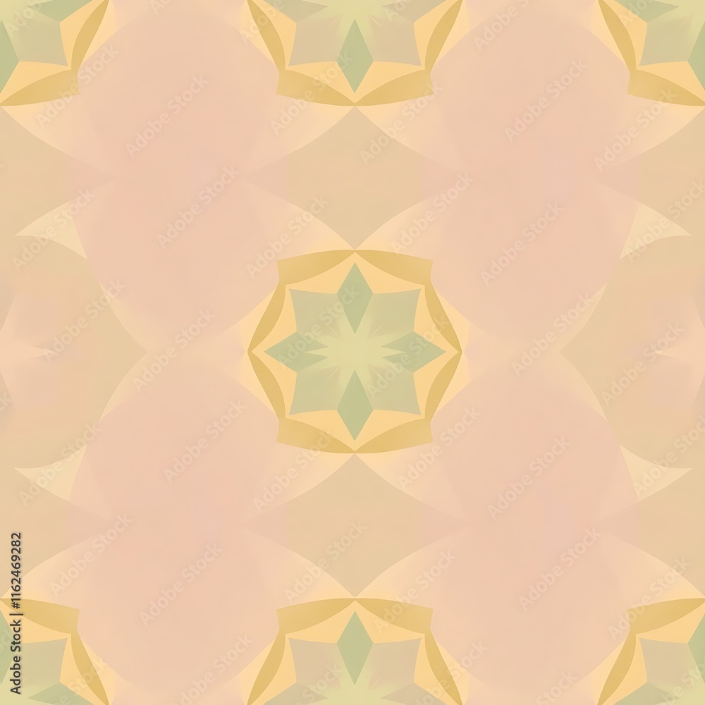 Poster abstract geometric pattern: a seamless and intricate pattern featuring a kaleidoscope of soft beige,