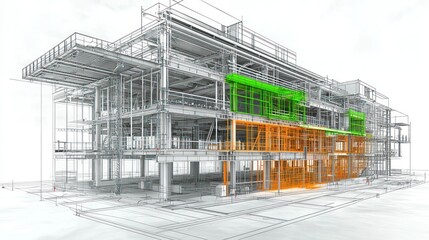 Obraz premium Architectural rendering showcasing structural design elements.