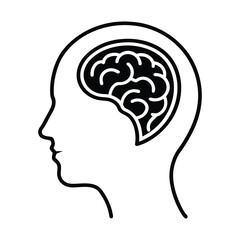 human head silhouette with brain