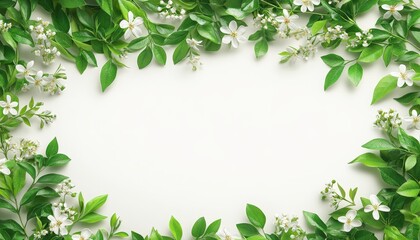 Spring Floral Frame On Empty Space Design Concept With White Background Flower Arrangement.