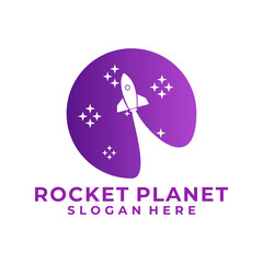 Abstract Shape and Rocket Galaxy logo design vector template. Digital Tech logo vector.