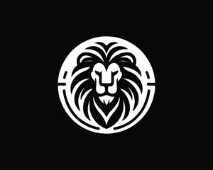 White Color Lion Head Logo Design Vector Template.