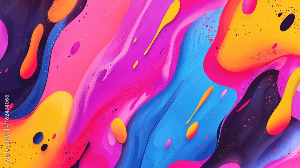Poster abstract colorful swirls and fluid paint design