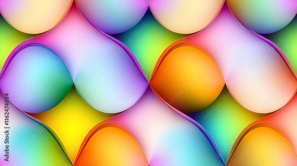 Poster rainbow abstract pattern: a vibrant and playful abstract pattern featuring a cascade of colorful, ov