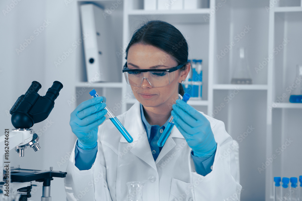 Aufkleber Scientist Analyzing Samples in a Modern Laboratory Setting