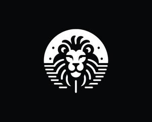 Fototapeta premium White Color Lion Head Logo Design Vector Template.