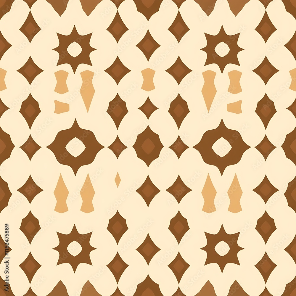 Poster brown and beige geometric seamless pattern: a captivating pattern of intricate brown and beige geome