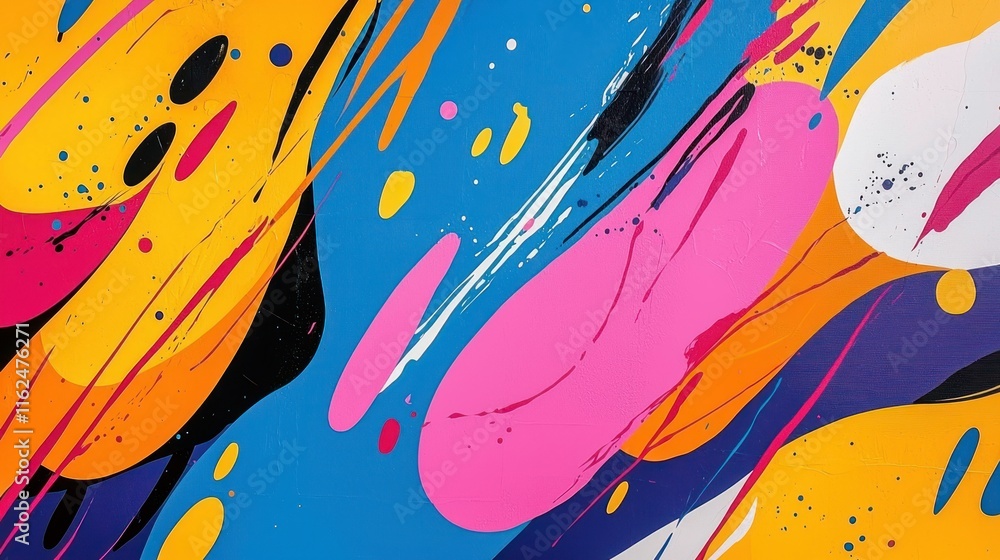 Poster abstract colorful swirls and splashes of paint