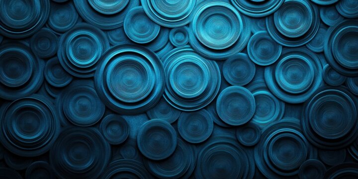 A dark background with concentric circle patterns in varying shades of blue, subtly fading to create a calming, elegant depth