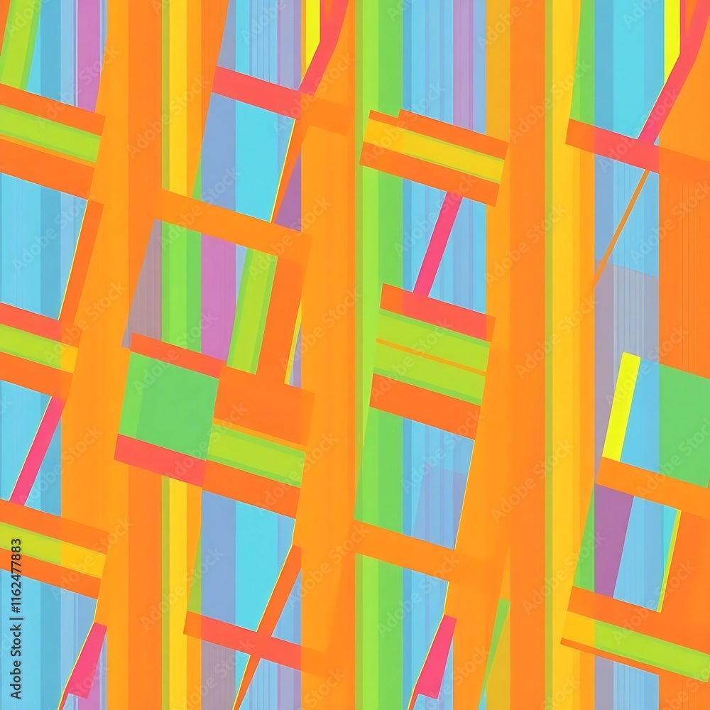 Poster vibrant abstract stripes: a captivating abstract design featuring a mesmerizing interplay of colorfu